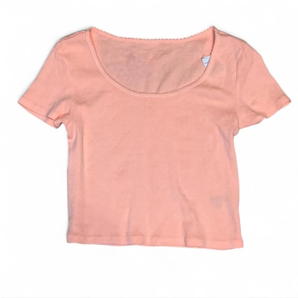 American Eagle Peachy Pink ribbed crop Top